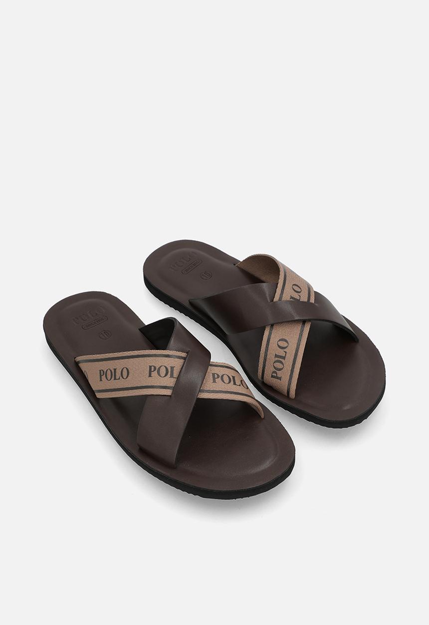 POLO - Cross Logo Leather Sandal - Taupe