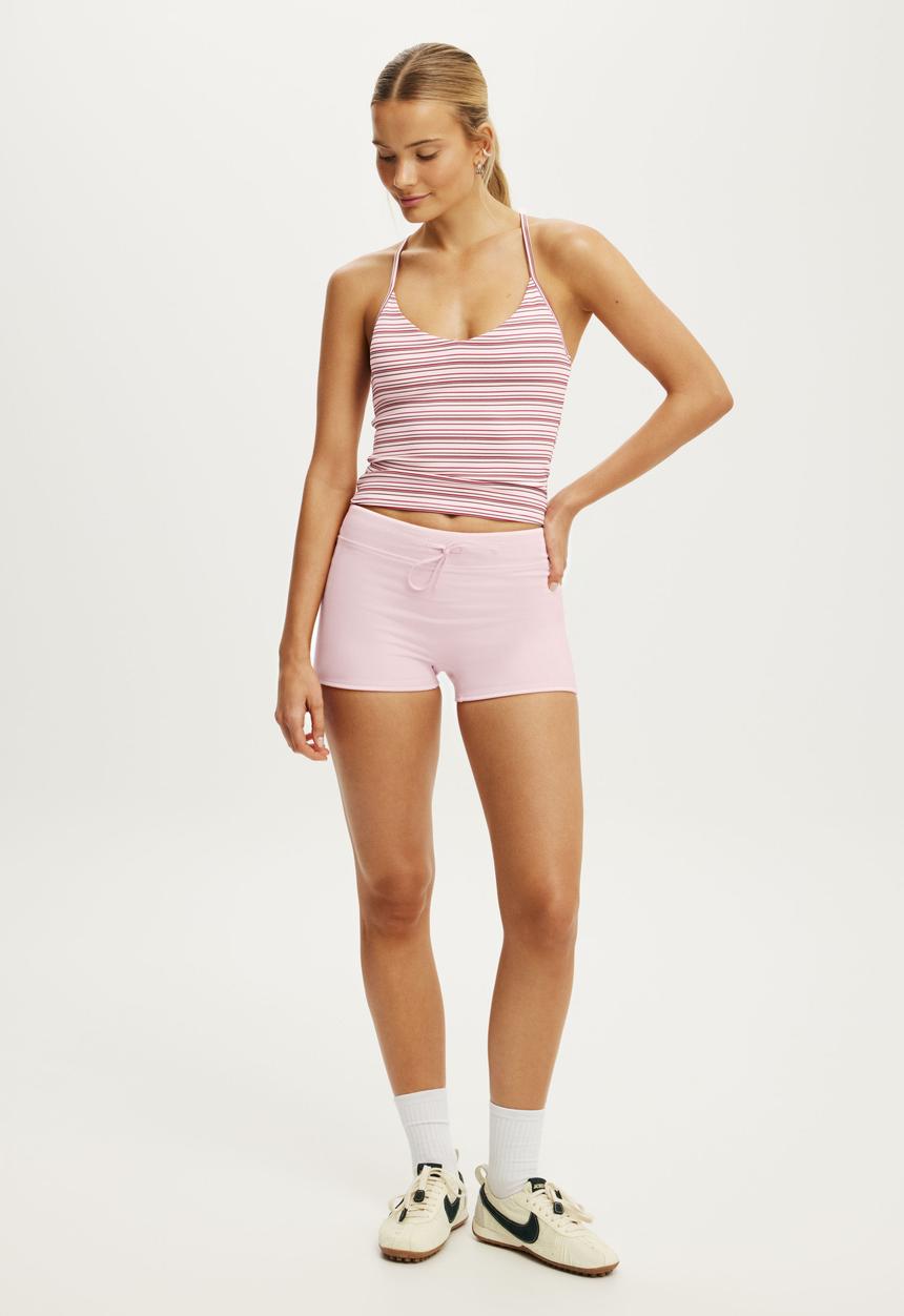 Cotton On - Ultra Smooth V Neck Racer Back Tank - Cherry Dream Spring Stripe