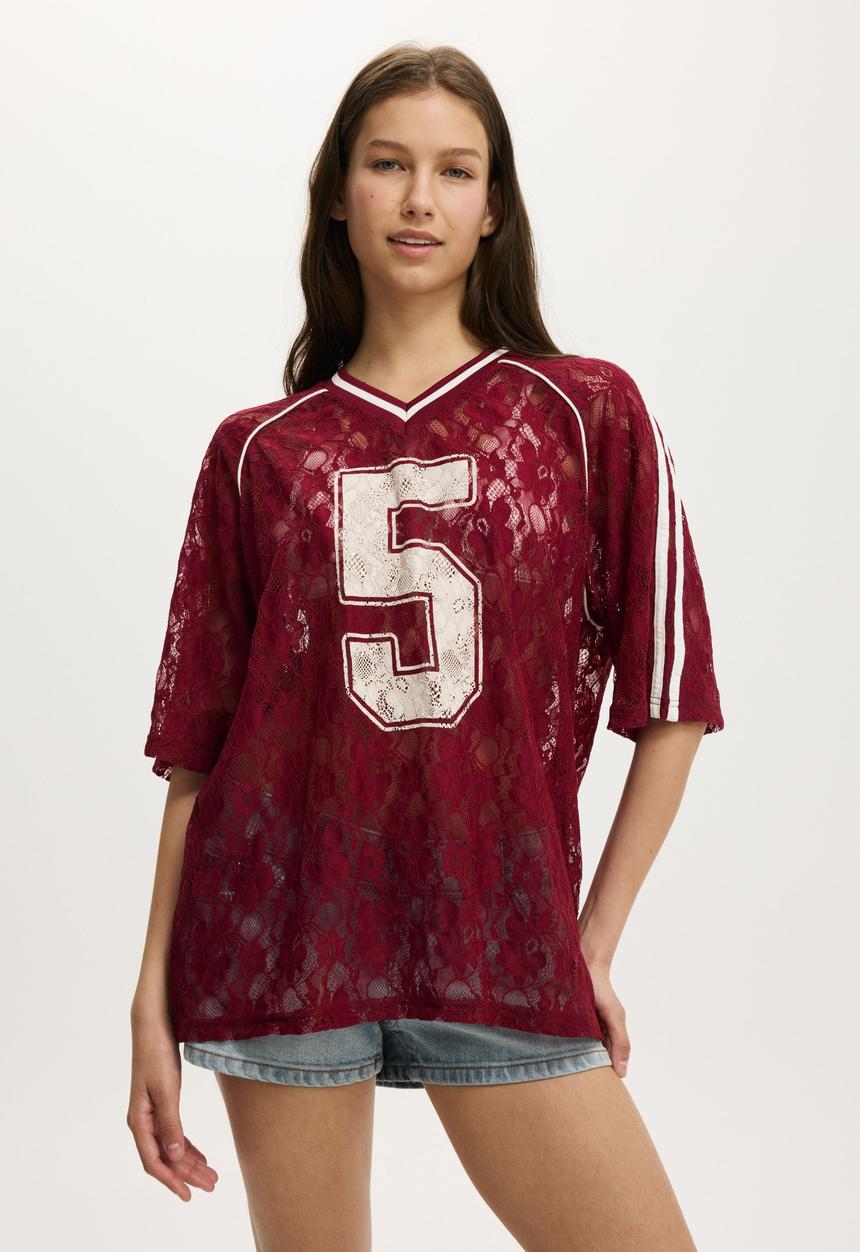 Cotton On - The Raglan Graphic Jersey Tee - 5/Cherrywood