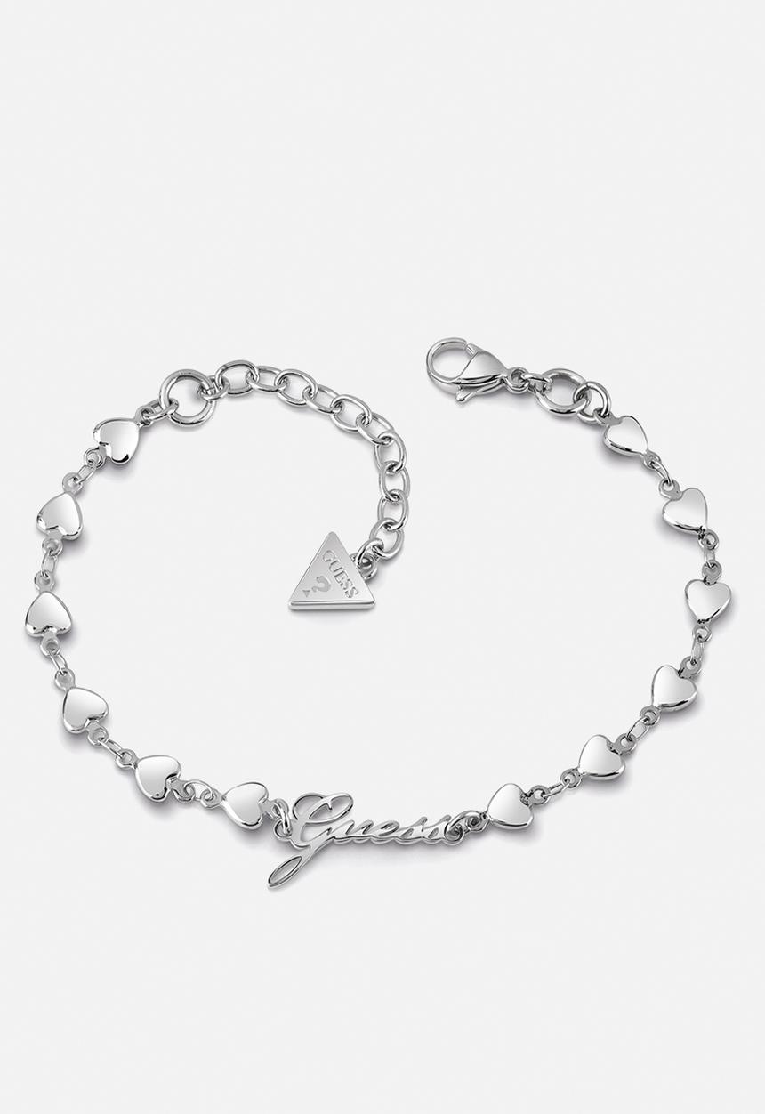 GUESS - Shine On Me Multi-Heart Chain & Logo - Silver