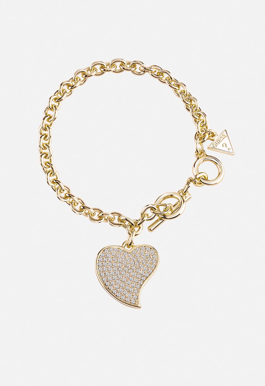 GUESS - Guess Love Gold - Pave Lazy  Heart Bracelet - Gold