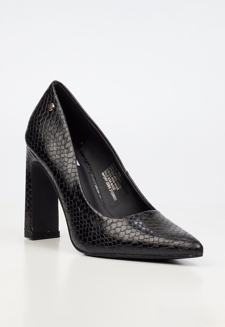 Miss Black - Nala 4 snake print block heel - black