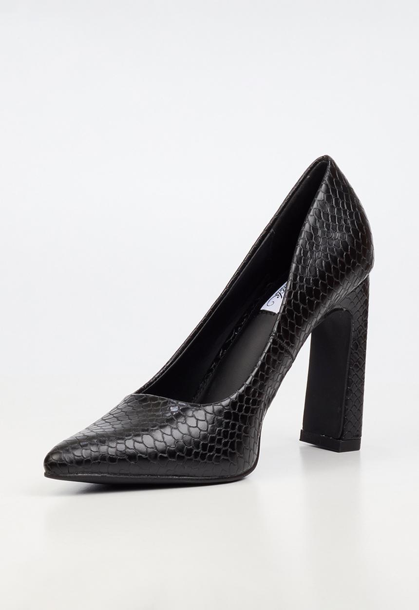 Miss Black - Nala 4 snake print block heel - black