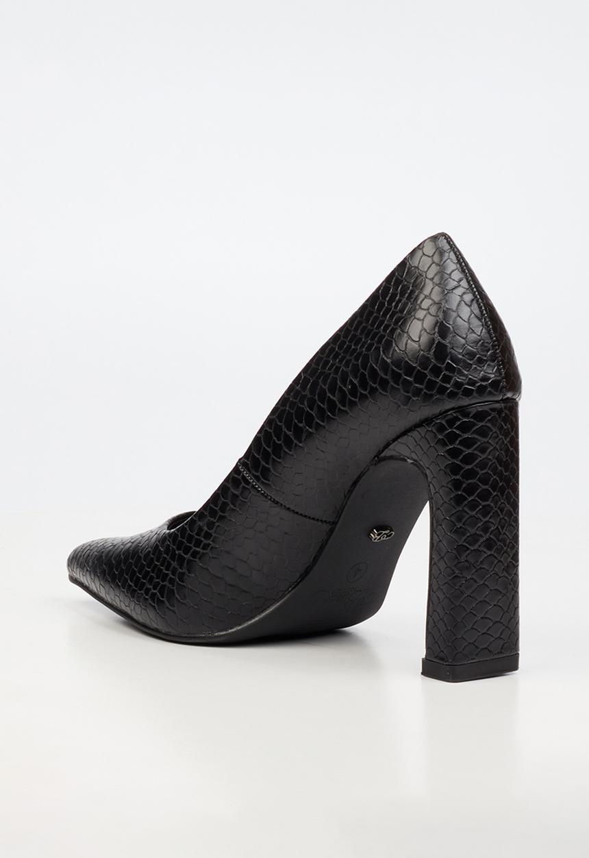 Miss Black - Nala 4 snake print block heel - black