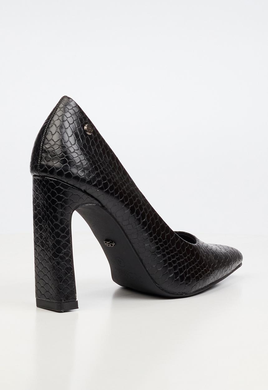 Miss Black - Nala 4 snake print block heel - black