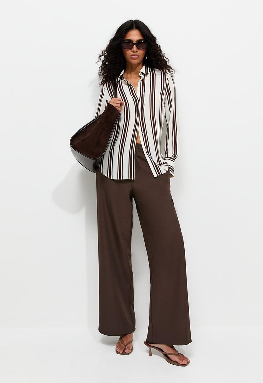 New Look - Felix pvl pull on wide leg trousers - brown