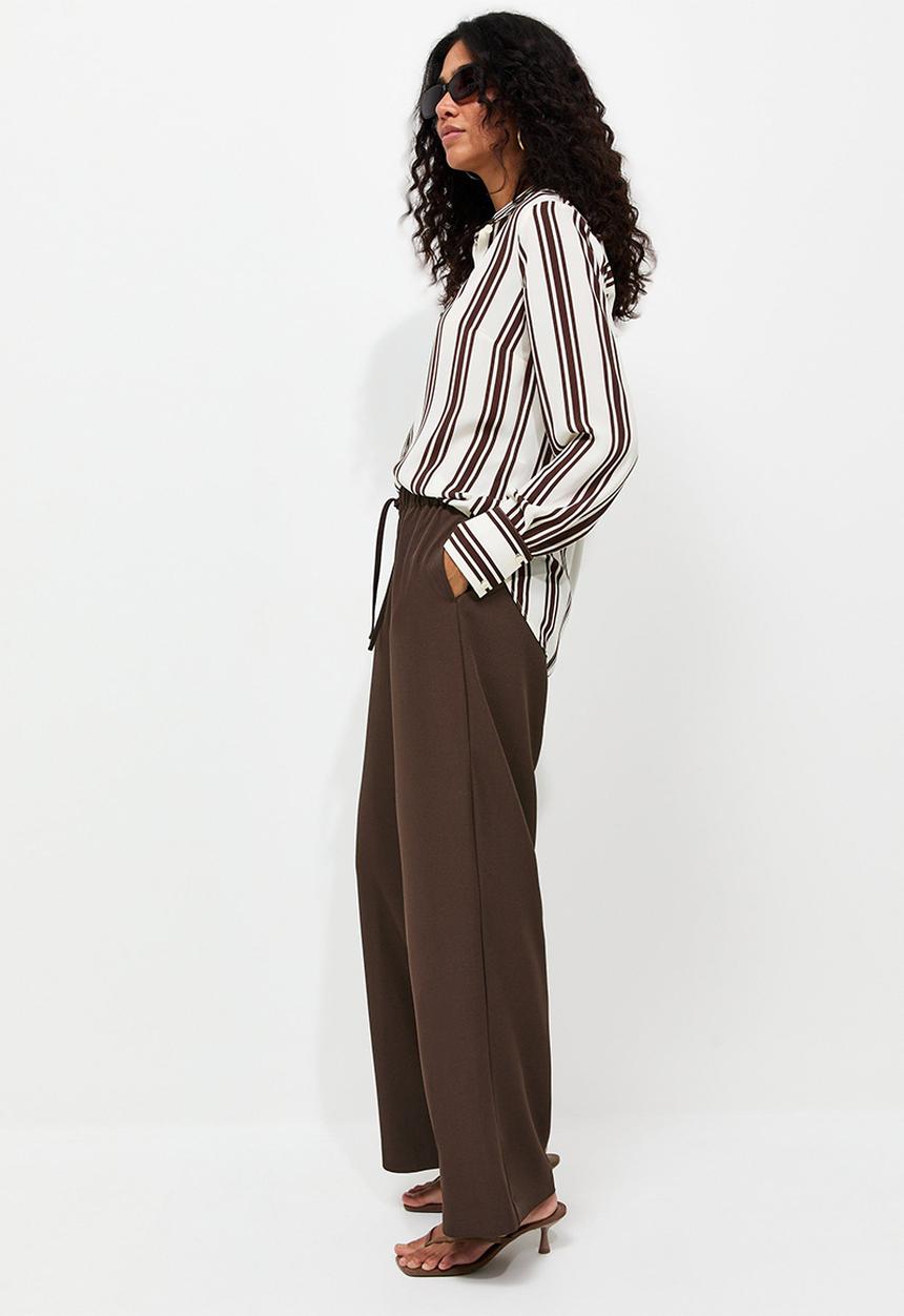 New Look - Felix pvl pull on wide leg trousers - brown