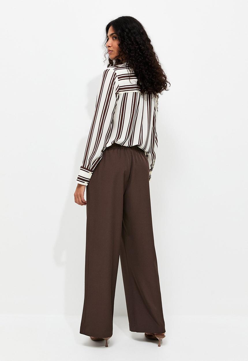 New Look - Felix pvl pull on wide leg trousers - brown