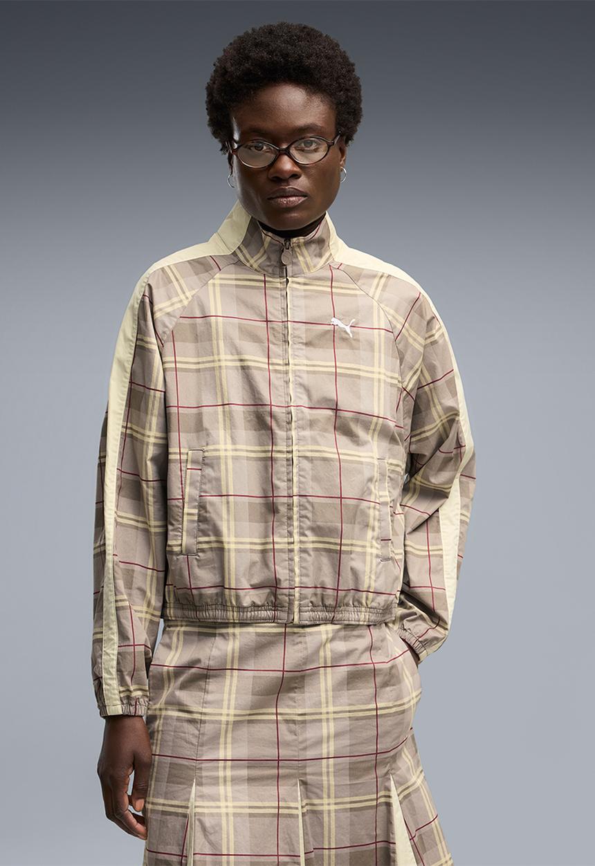 PUMA - T7 Relaxed Tartan Woven Jacket - Mouse Gray