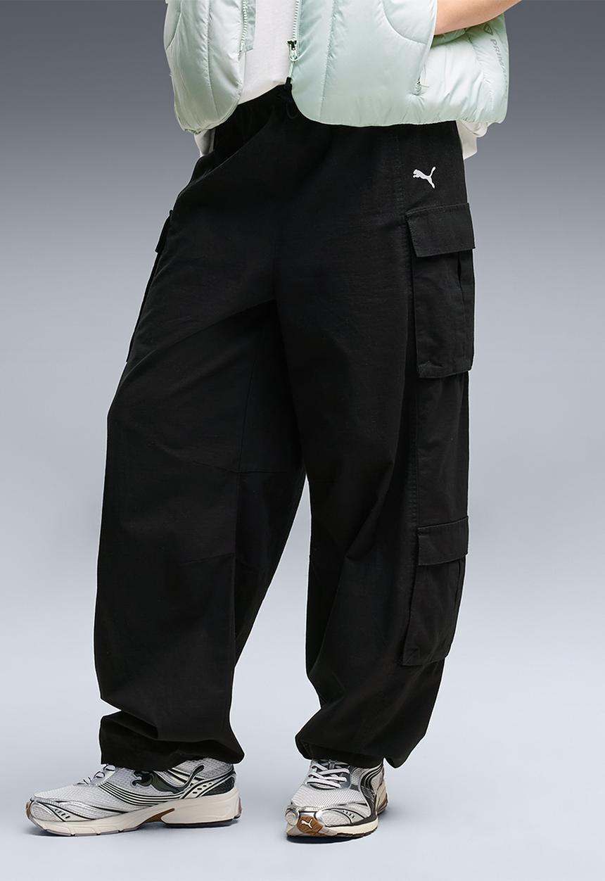 PUMA - Ess Relaxed Barrel Ripstop Cargo Slouchy Pants - Puma Black