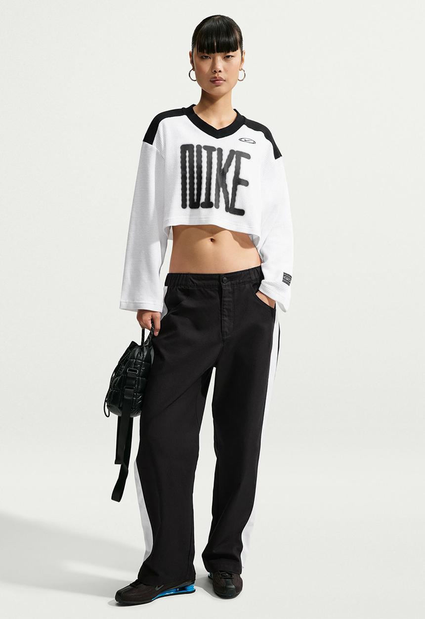 Nike - W Nike Street Crop Long Sleeve Jersey - White/Black