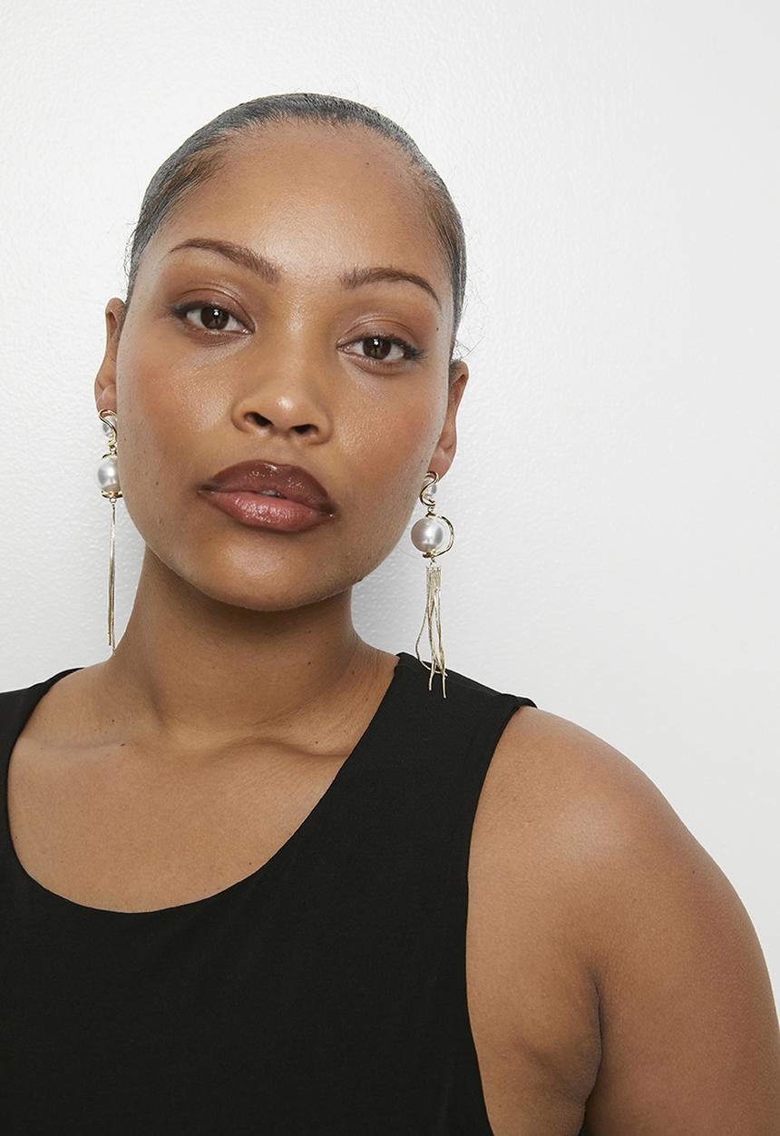 Tessa Design - Macy Drop Pearl Fringe Earrings - Gold