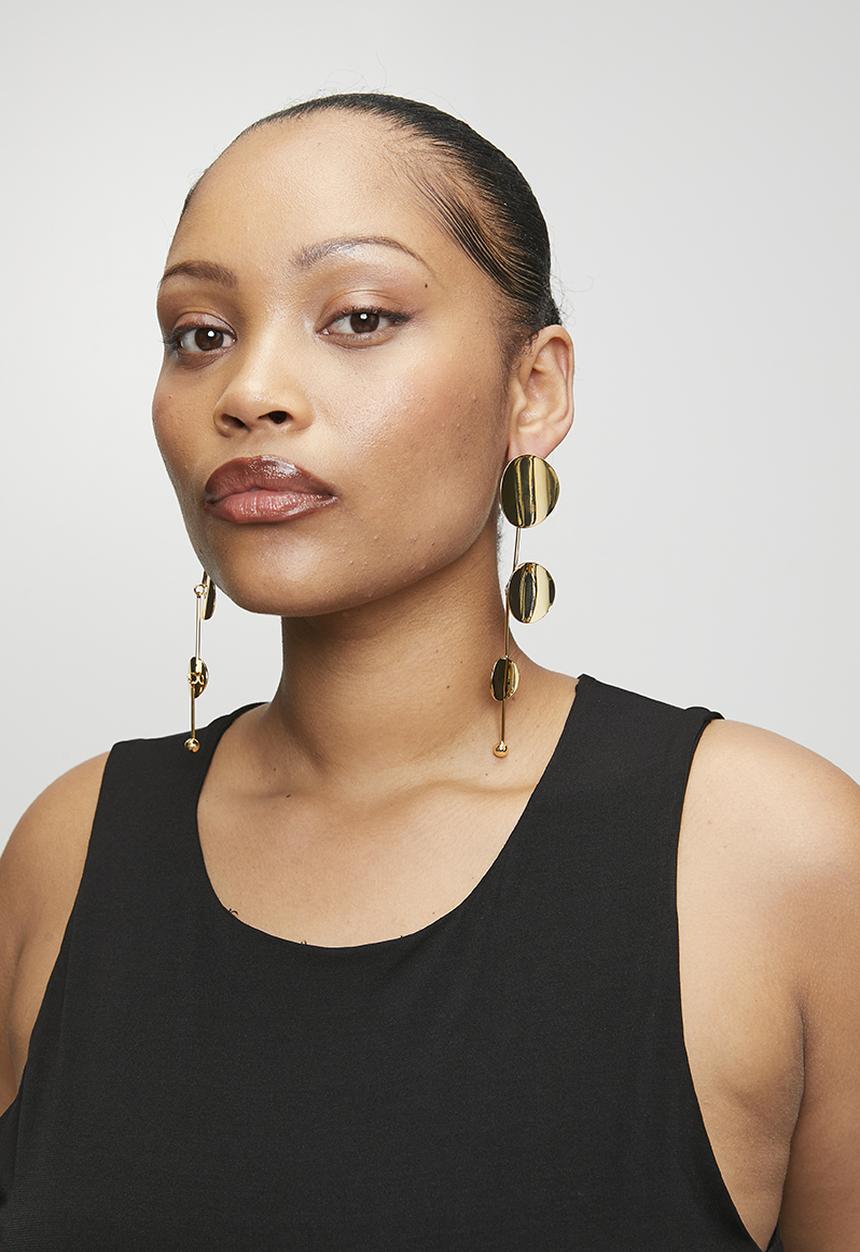 Tessa Design - Mabry Disk Drop Earrings - Gold