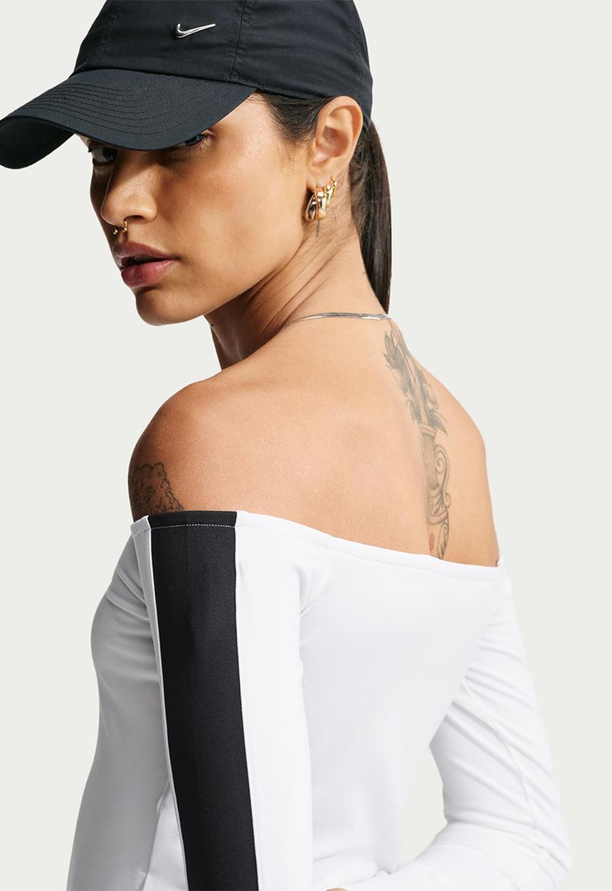 Nike - W Nk Sportswear Tight Off-Shoulder Top - White/Black/Black