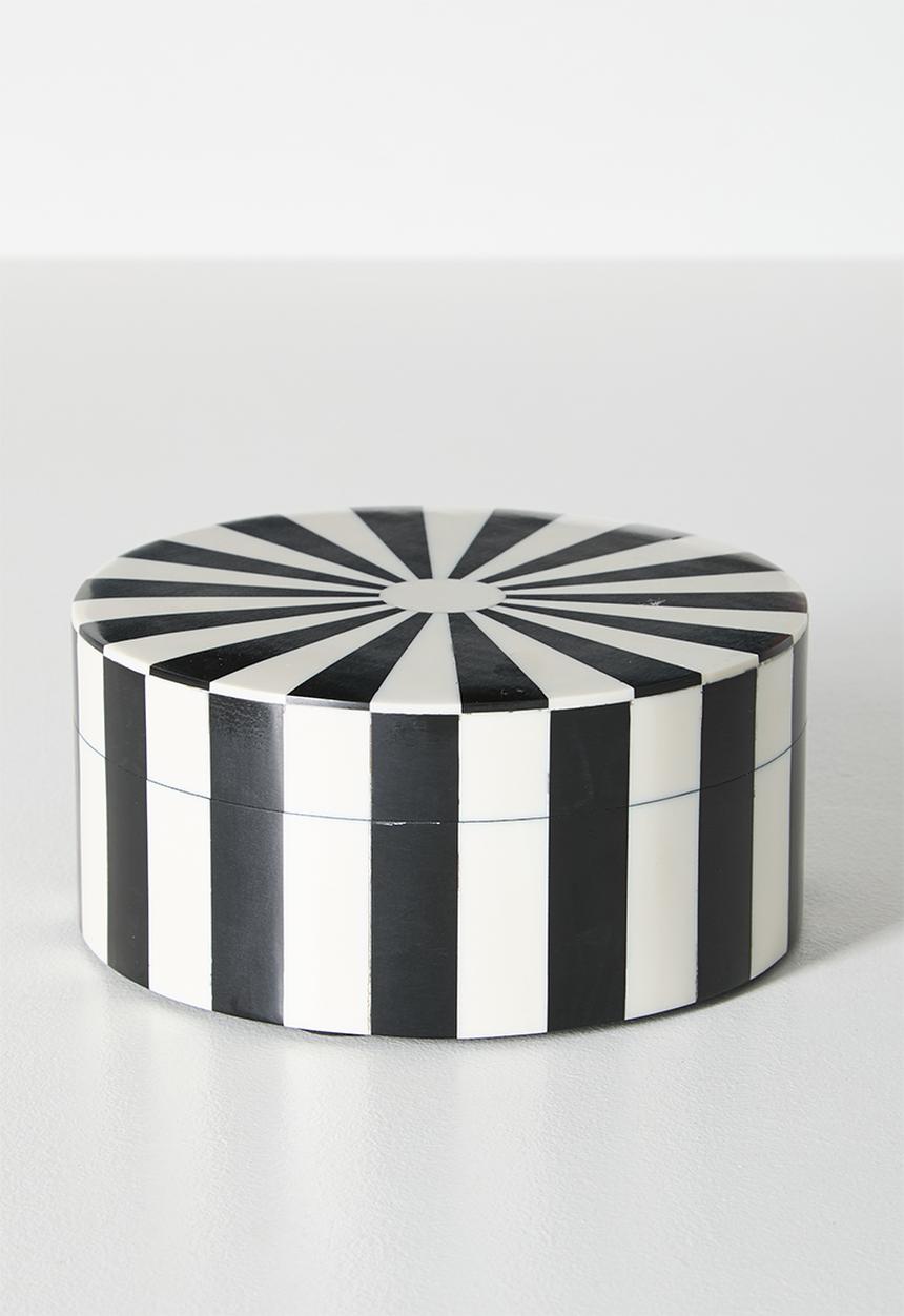 Sixth Floor - Inlay Round Trinket Box - Black & White