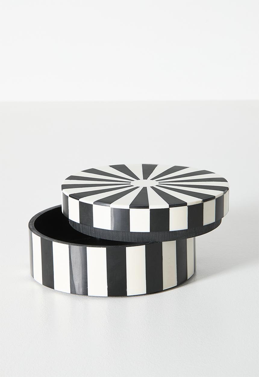 Sixth Floor - Inlay Round Trinket Box - Black & White