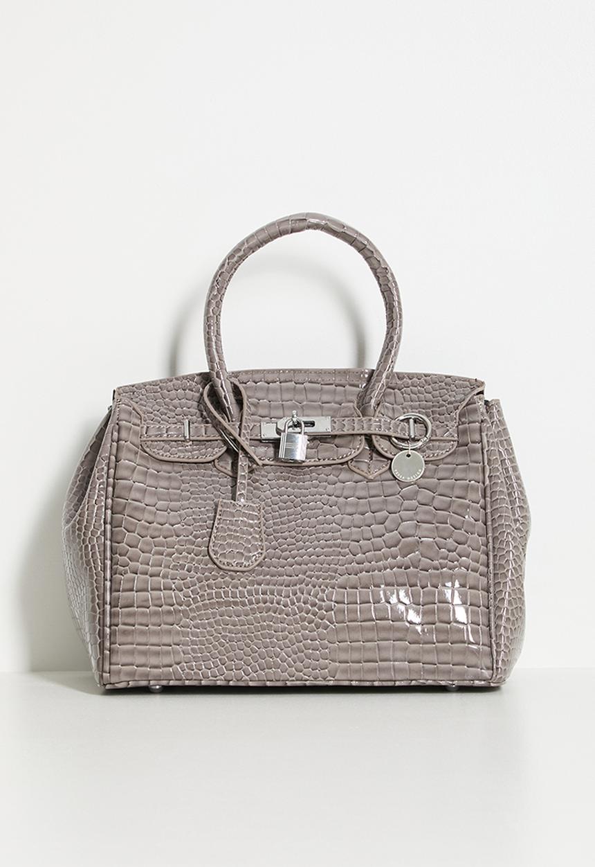 Tessa Design - Valentina Croc Embossed Tote - Grey