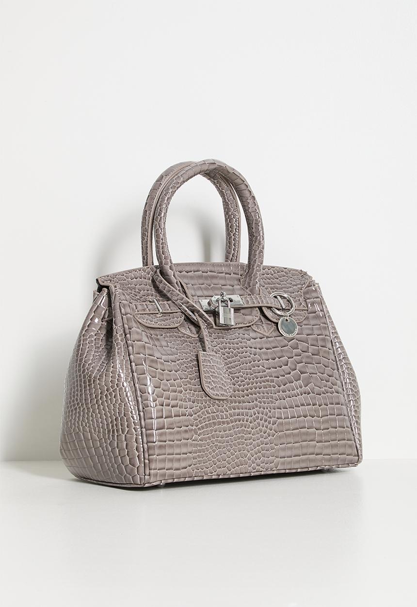 Tessa Design - Valentina Croc Embossed Tote - Grey