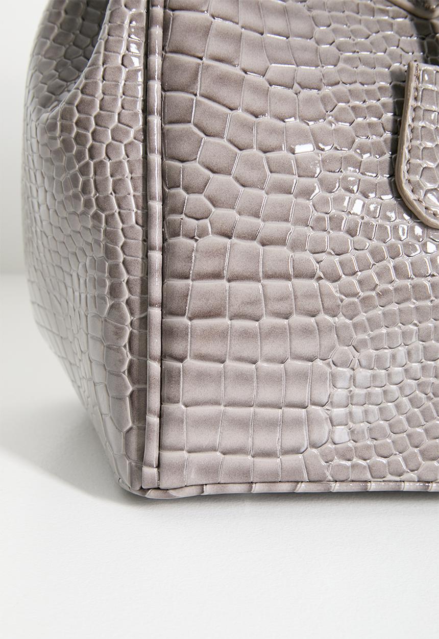 Tessa Design - Valentina Croc Embossed Tote - Grey