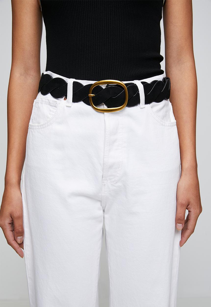 Tessa Design - Lilia Braided Belt With Gold Buckle - Black