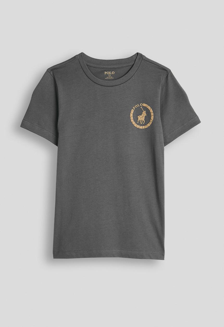 POLO - Boys Cory Printed Ss Tee - Gunmetal