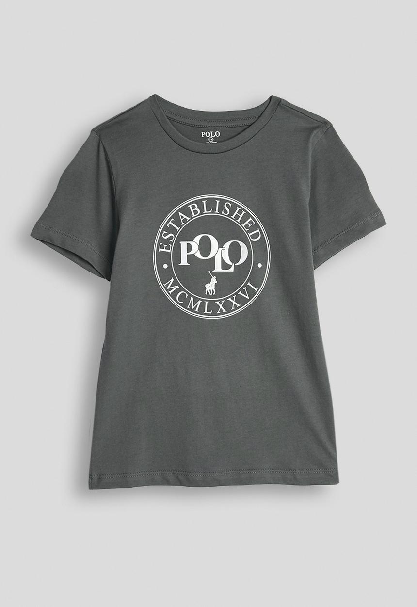 POLO - Boys Jake Printed Ss Tee - Gunmetal