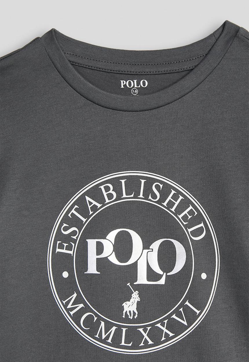 POLO - Boys Jake Printed Ss Tee - Gunmetal