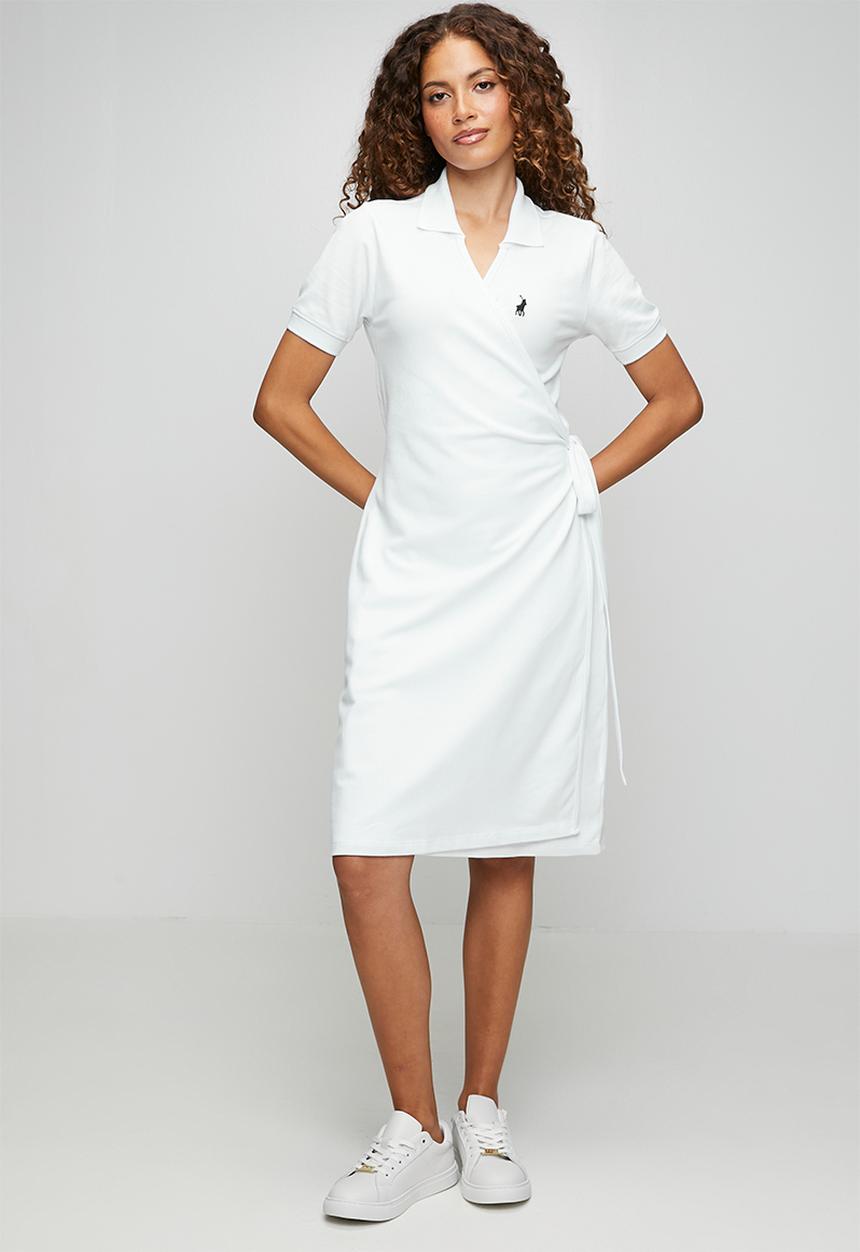 POLO - Wmn Mbali Short Sleeve s Wrap Golfer Dress - White