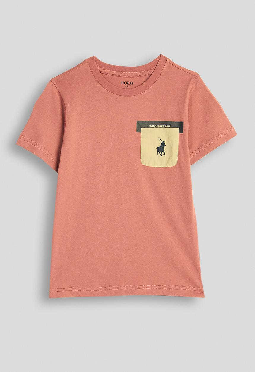 POLO - Boys Mpho Patched Pocket Ss Tee - Rosewood
