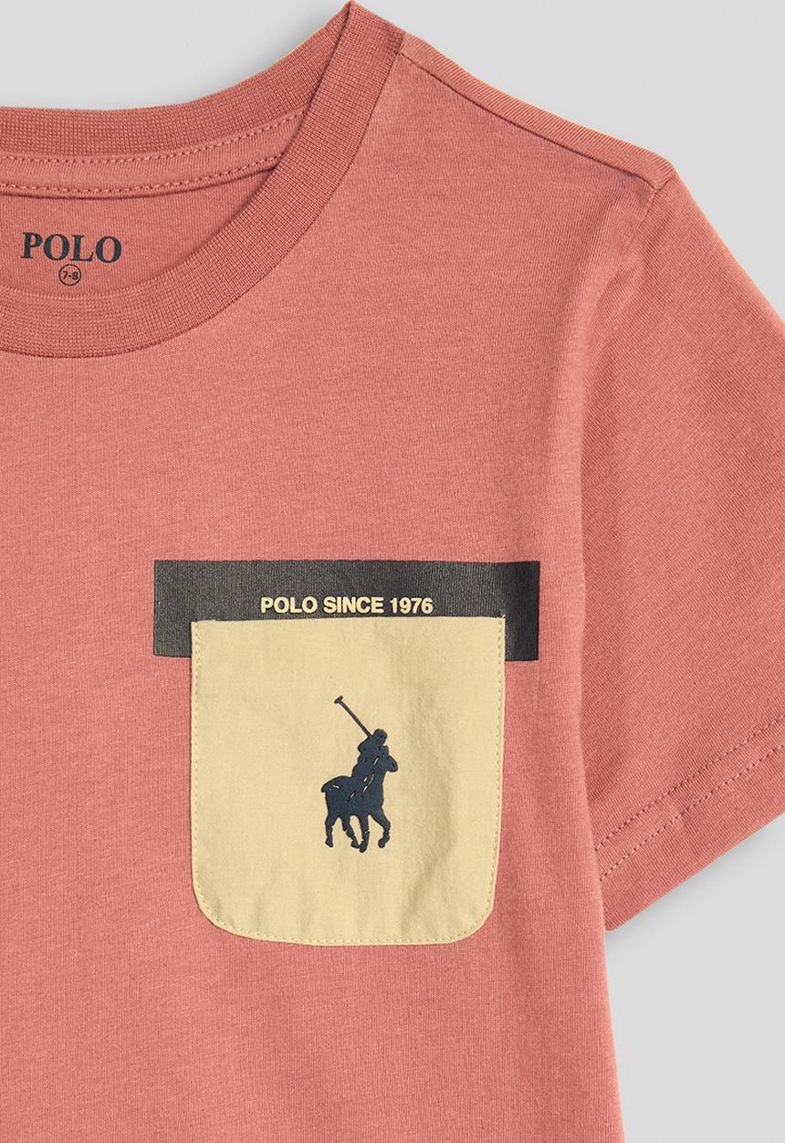 POLO - Boys Mpho Patched Pocket Ss Tee - Rosewood