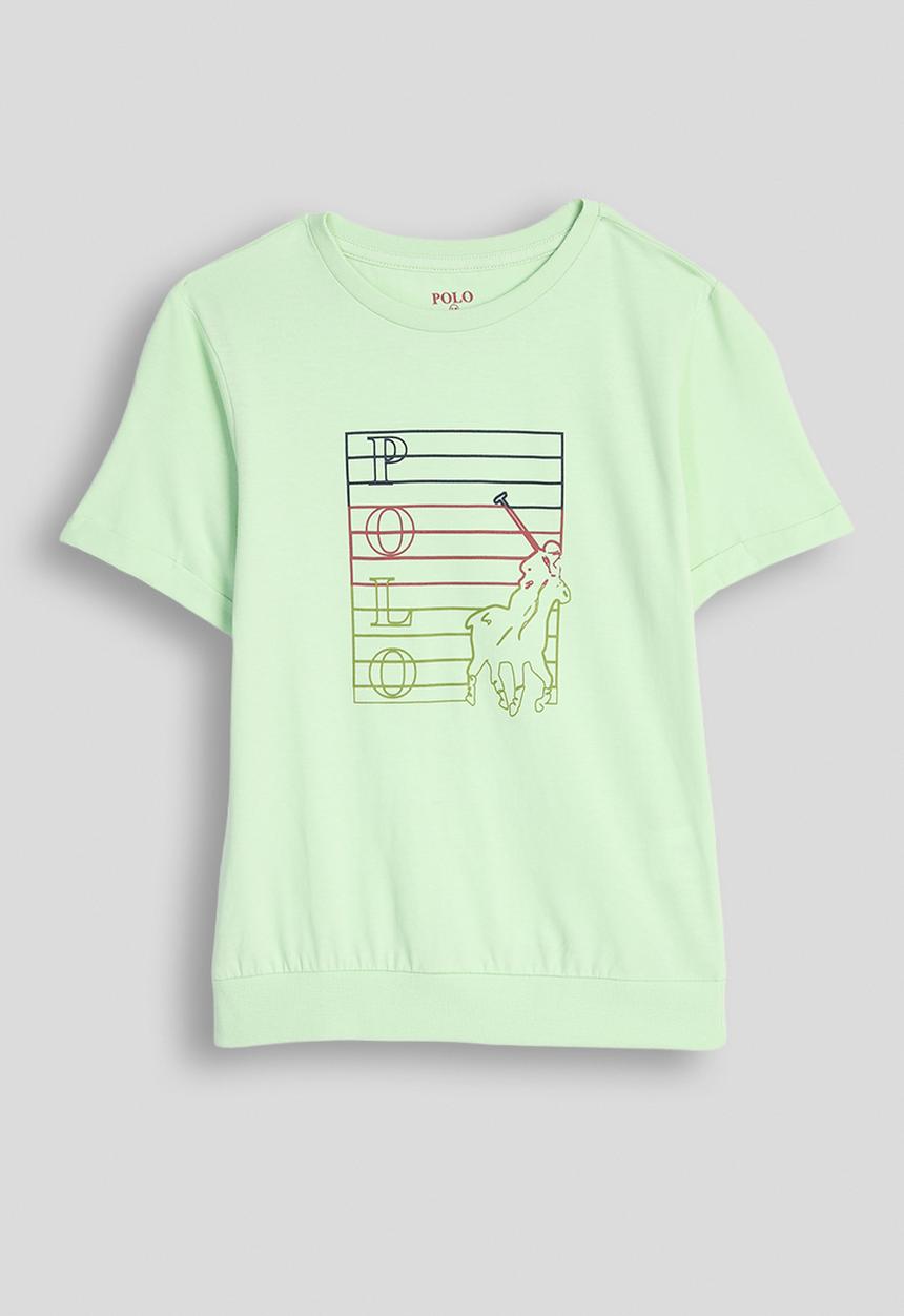 POLO - Girls Isabella Printed Blouson Ss Tee - Soft Aloe