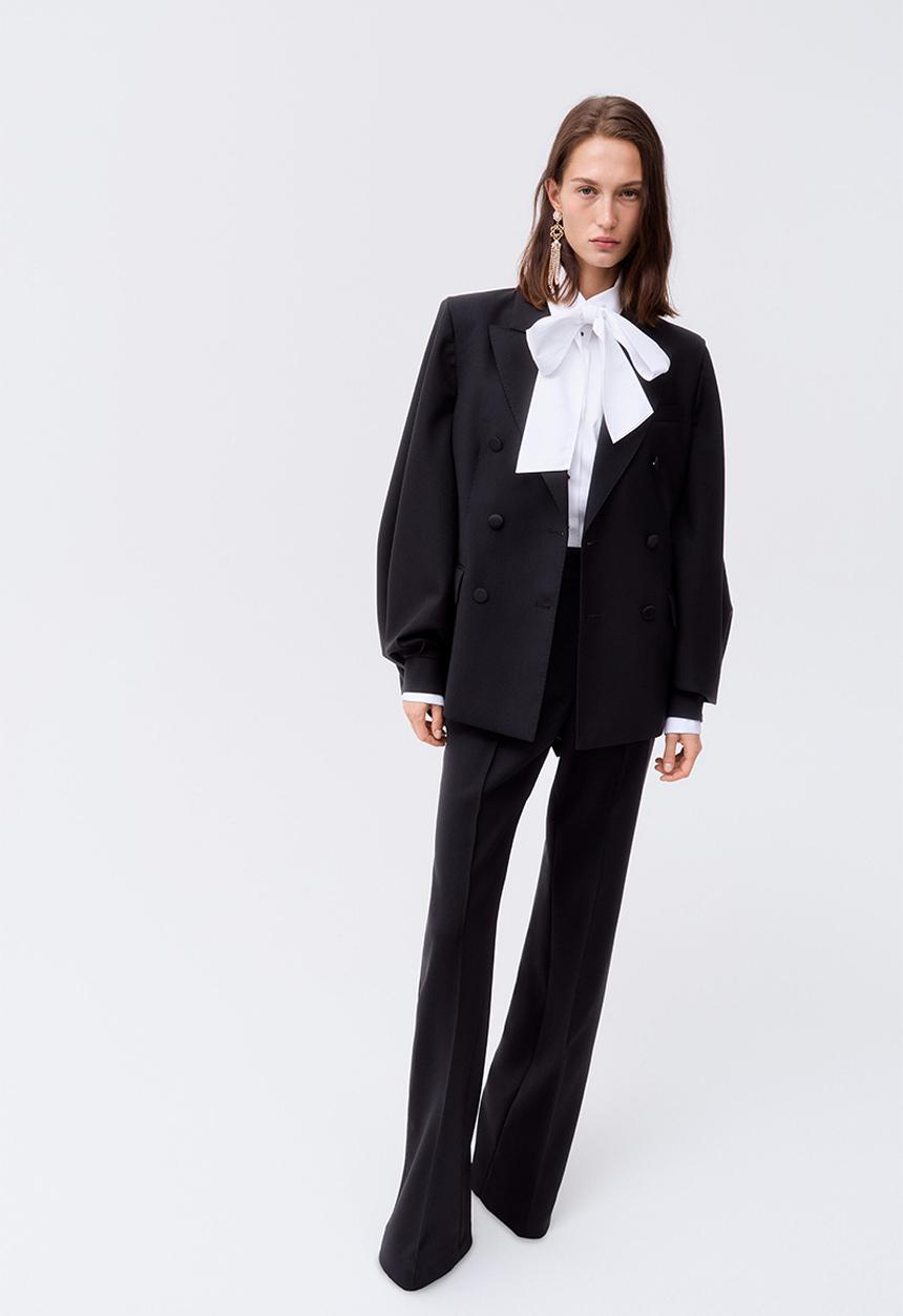 H&M - ELIE SAAB H&M: Cape-detail wool blazer - black