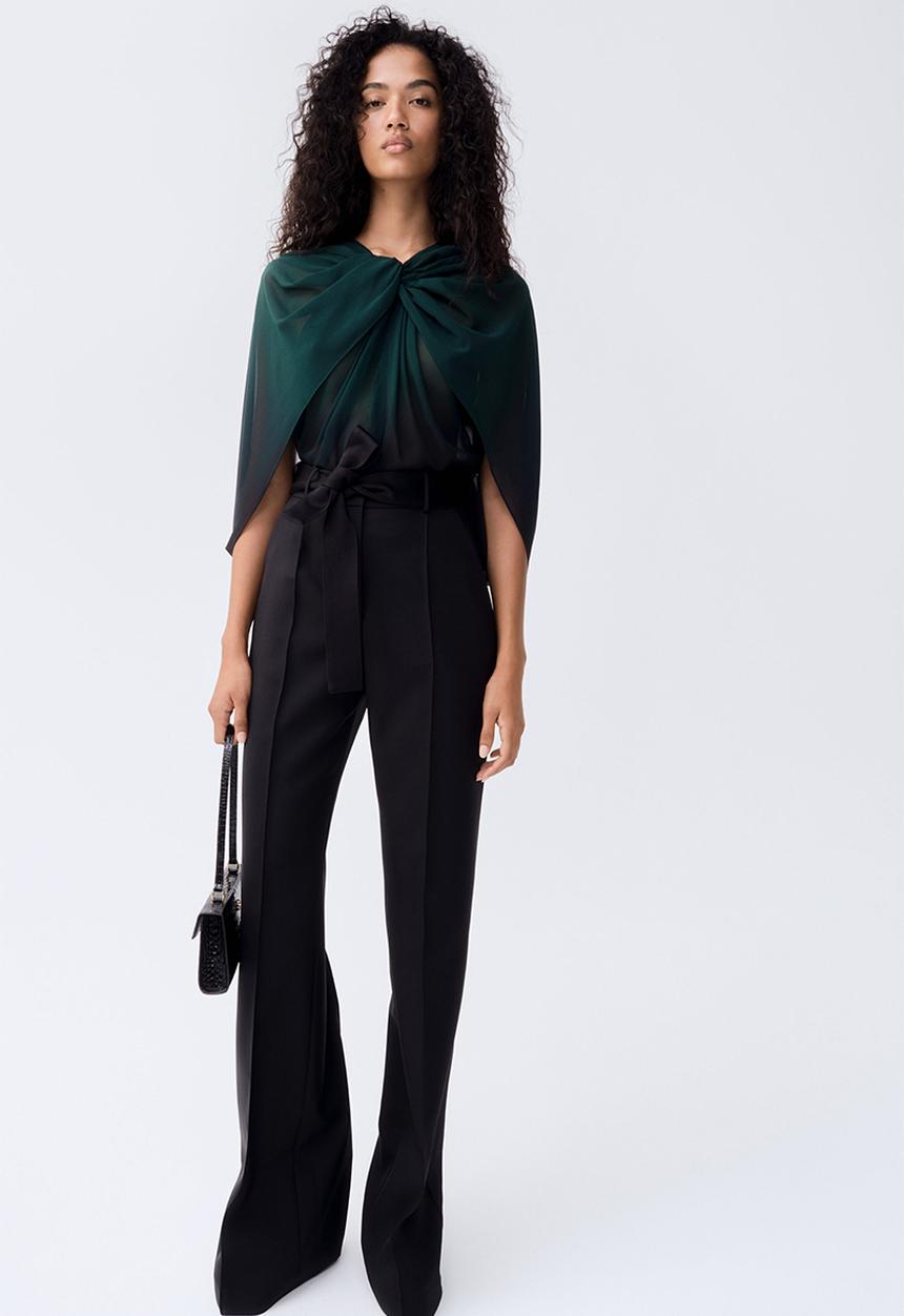 H&M - ELIE SAAB H&M: Tie-detail wool trousers - black