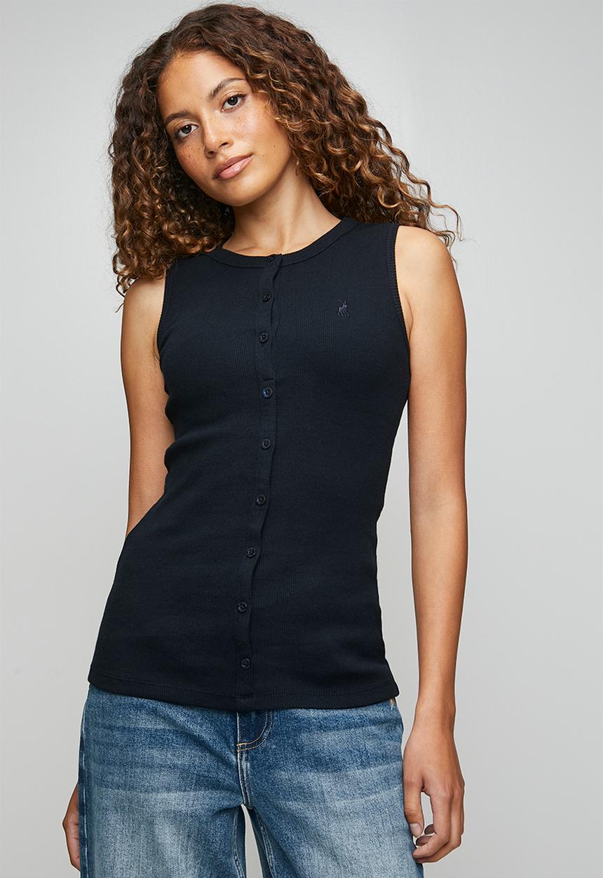 POLO - Wmn Hazel Sl Button Tank Top - Navy