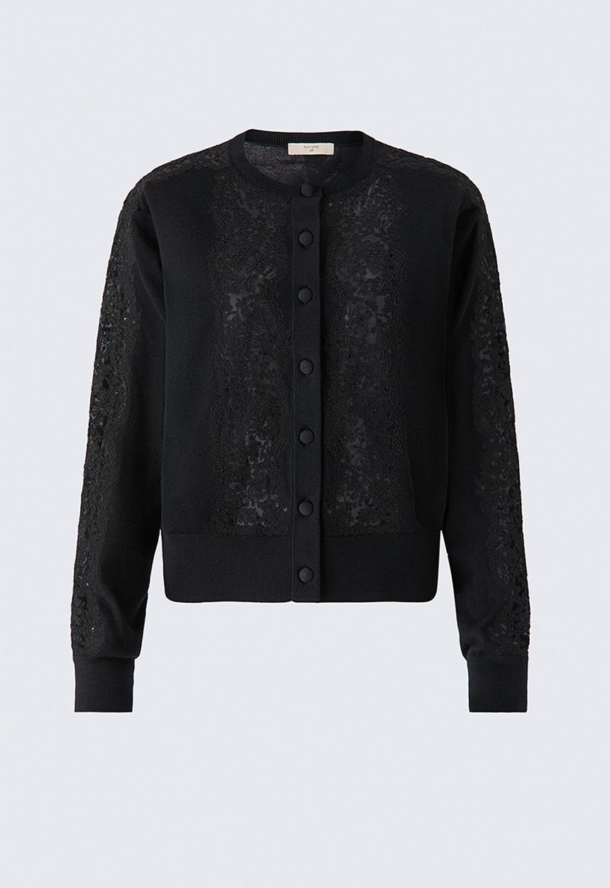 H&M - ELIE SAAB H&M: Lace-insert wool cardigan - black