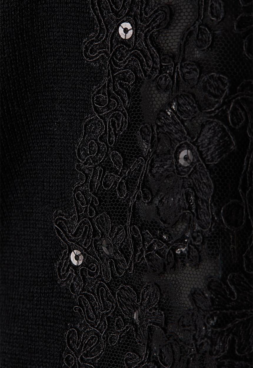 H&M - ELIE SAAB H&M: Lace-insert wool cardigan - black