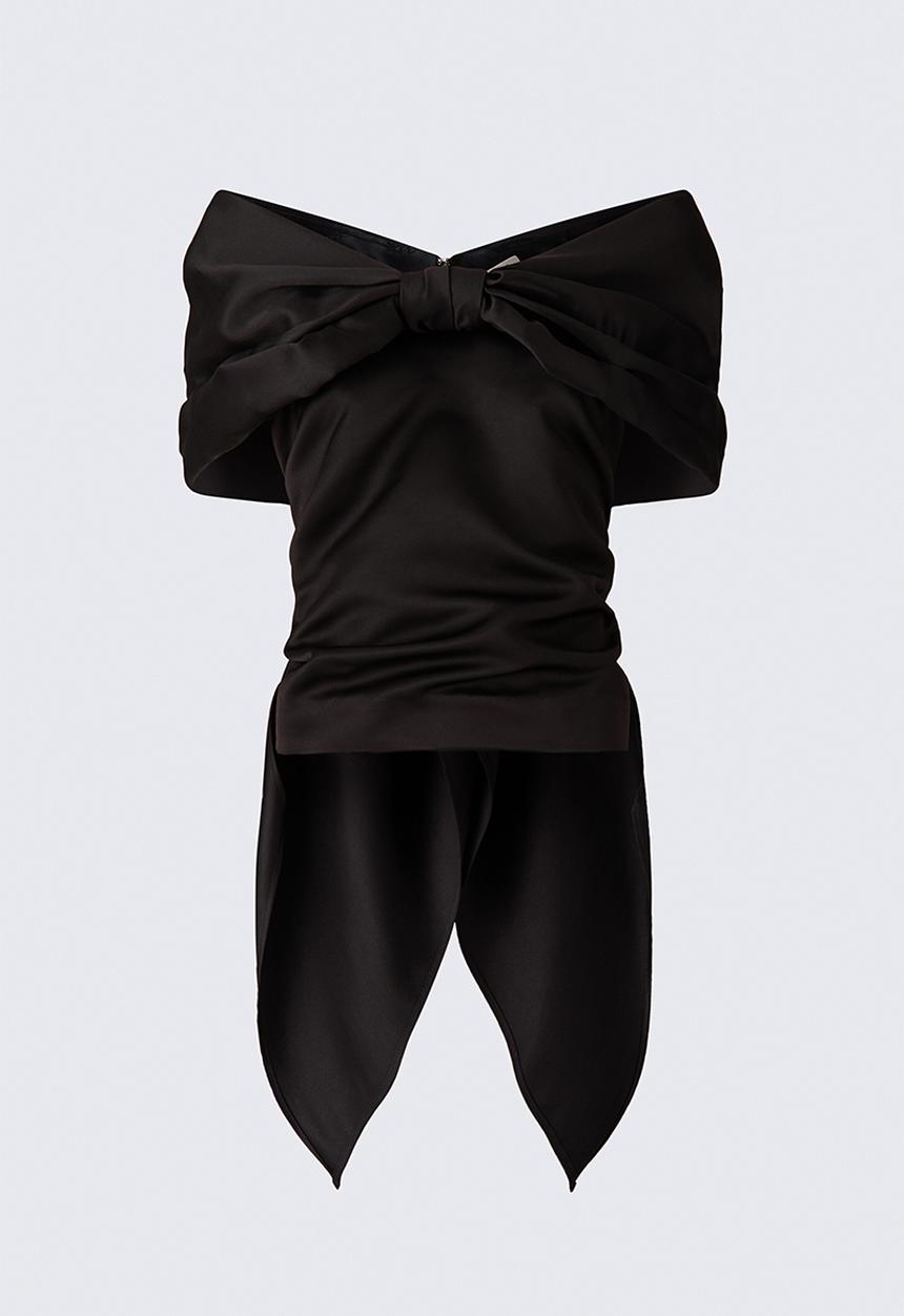 H&M - ELIE SAAB H&M: Bow-detail satin top - black