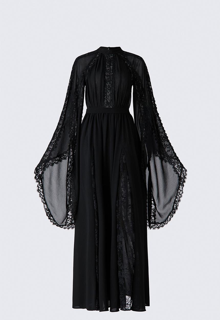 H&M - ELIE SAAB H&M: Lace-trimmed chiffon dress - black - 1343809001