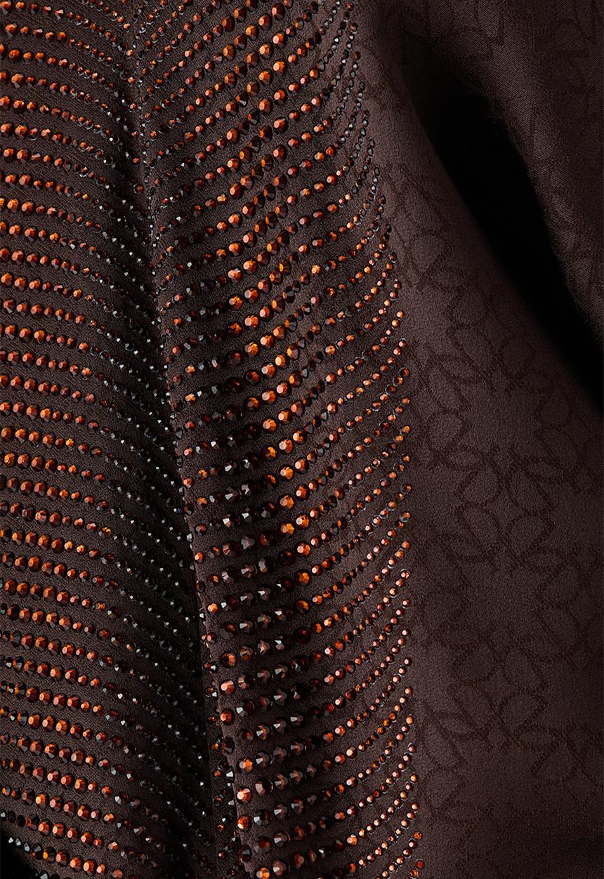 H&M - ELIE SAAB H&M: Embellished jacquard-weave kaftan dress - dark brown - 1343810001
