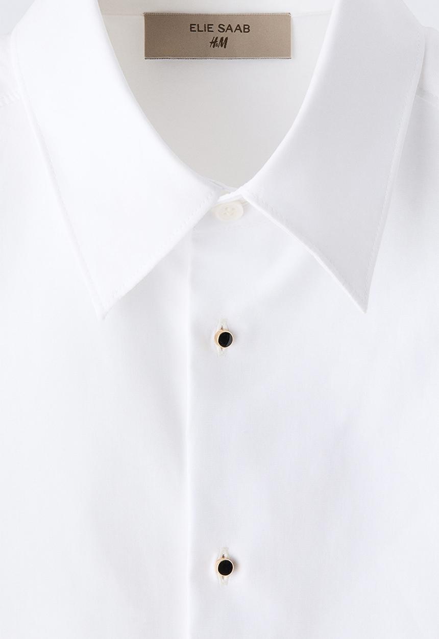 H&M - ELIE SAAB H&M: Cotton tuxedo shirt - white