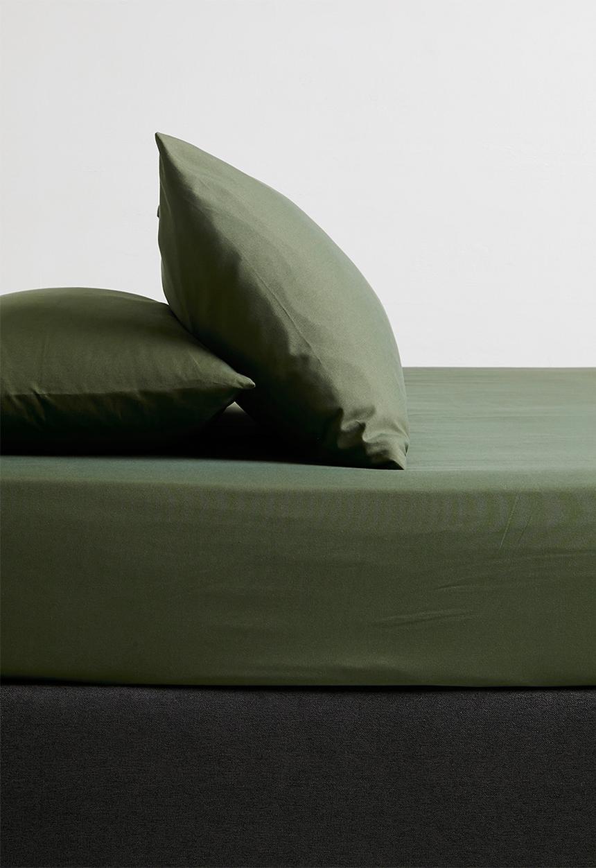 Sixth Floor - Recycled microfibre standard pillowcase set - Olive