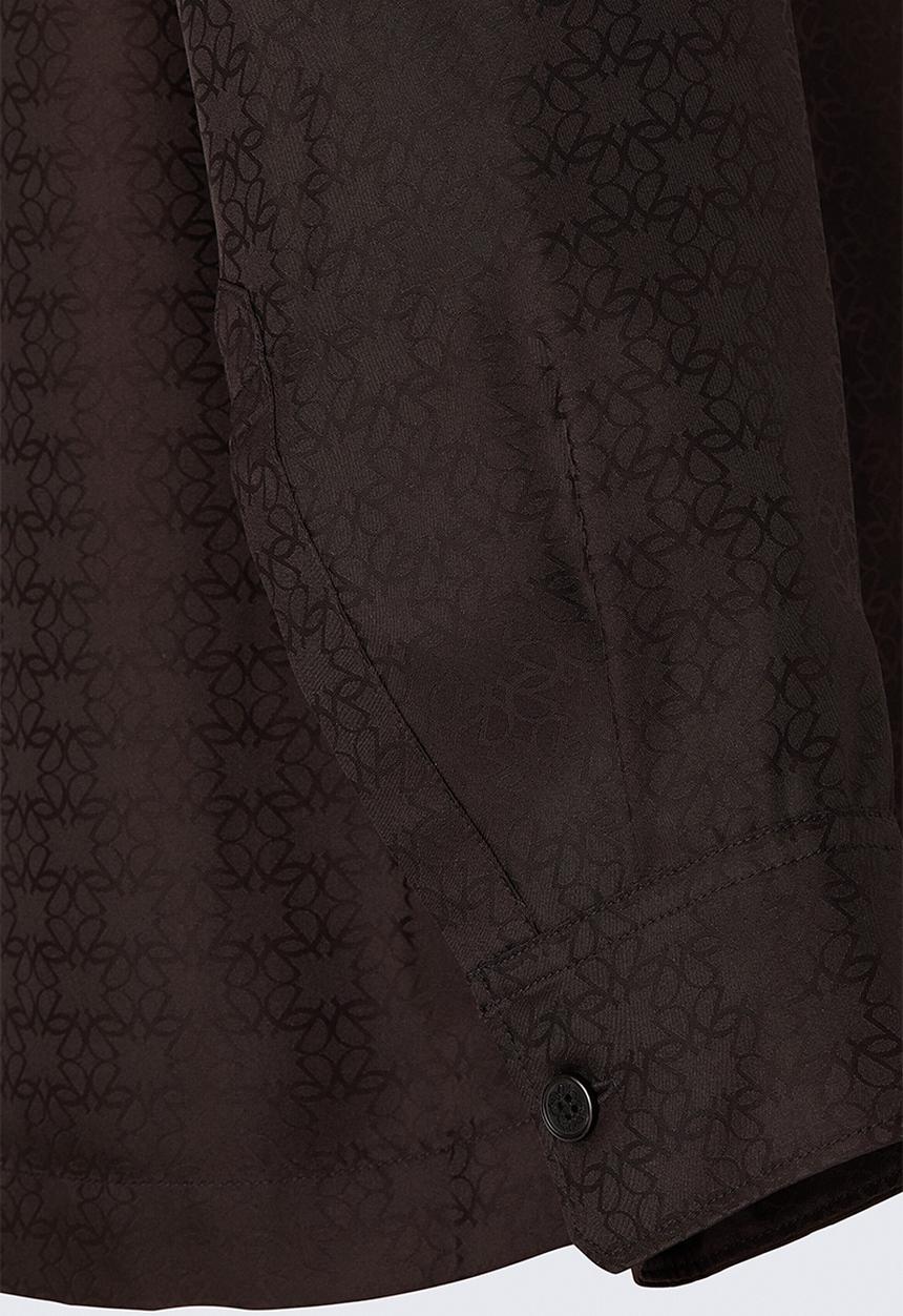 H&M - ELIE SAAB H&M: Silk-blend jacquard-weave pyjama shirt - dark brown/black