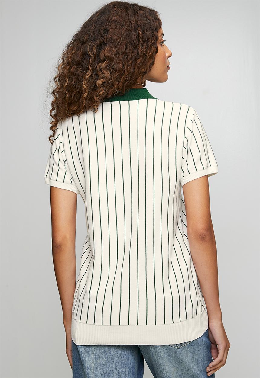 POLO - Wmn Kira Ss Knitted Golfer - Stripe