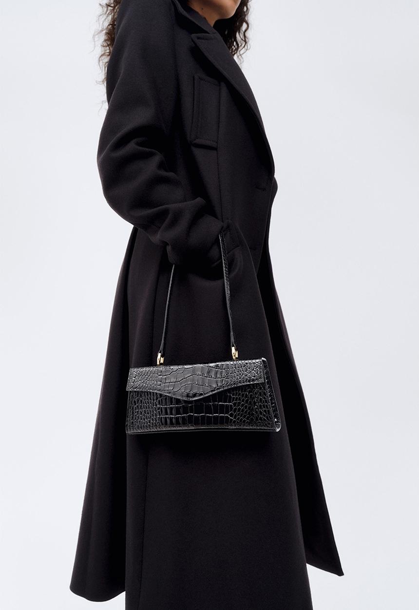 H&M - ELIE SAAB H&M: Wool-blend hourglass coat - black