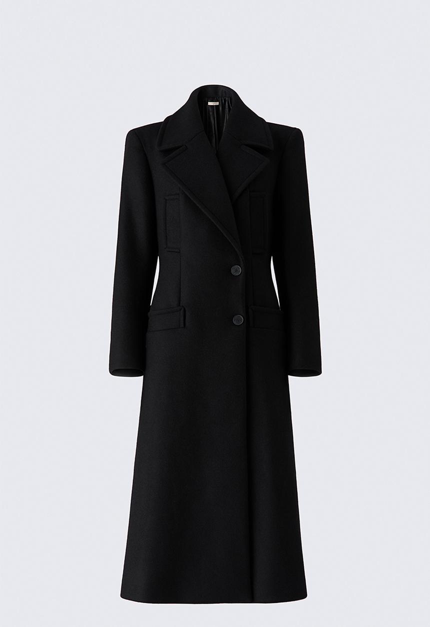 H&M - ELIE SAAB H&M: Wool-blend hourglass coat - black