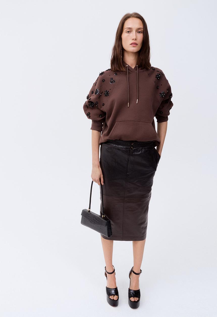 H&M - ELIE SAAB H&M: Leather midi skirt - black/brown - 1349628001