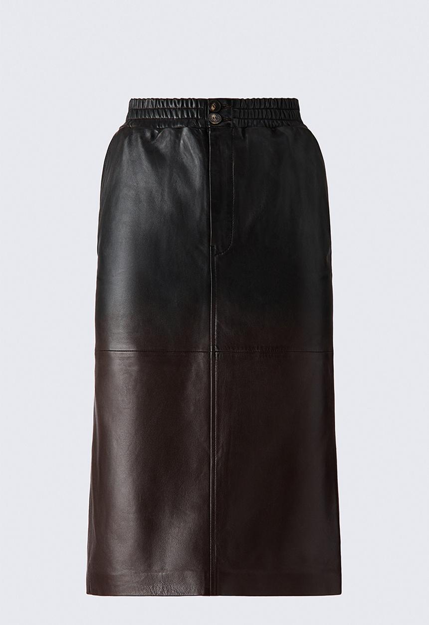 H&M - ELIE SAAB H&M: Leather midi skirt - black/brown - 1349628001
