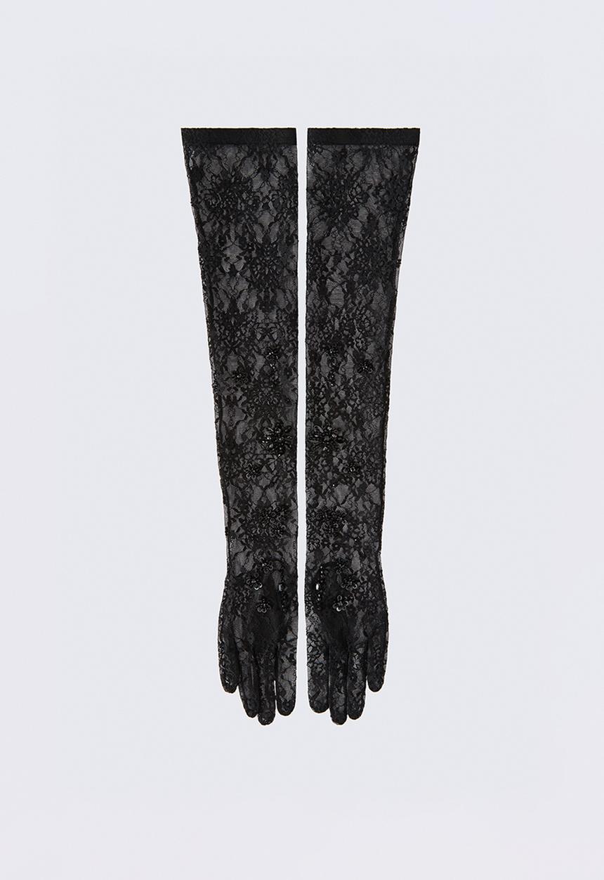 H&M - ELIE SAAB H&M: Embellished lace gloves - black - 1354043001