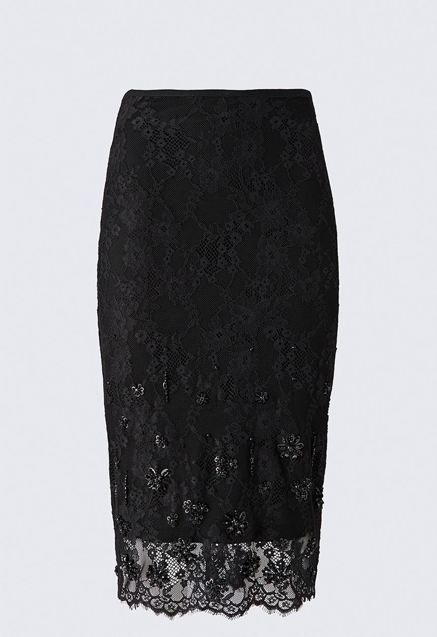 H&M - ELIE SAAB H&M: Embellished lace skirt - black