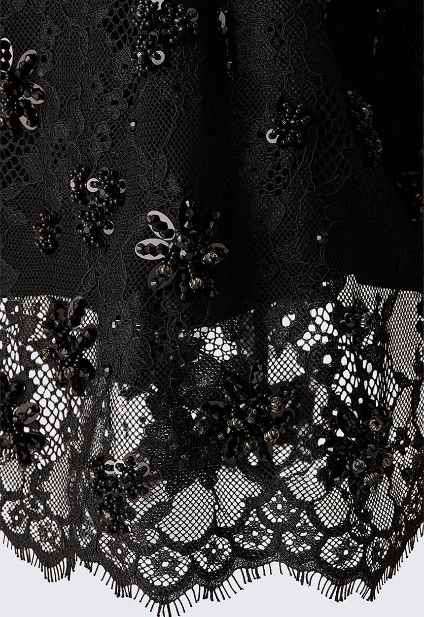 H&M - ELIE SAAB H&M: Embellished lace skirt - black